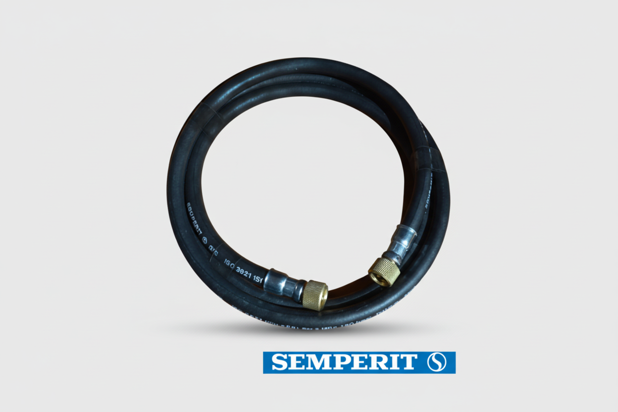 Gasschlauch Semperit 1/4" RH mit Rändelmutter und O-Ring